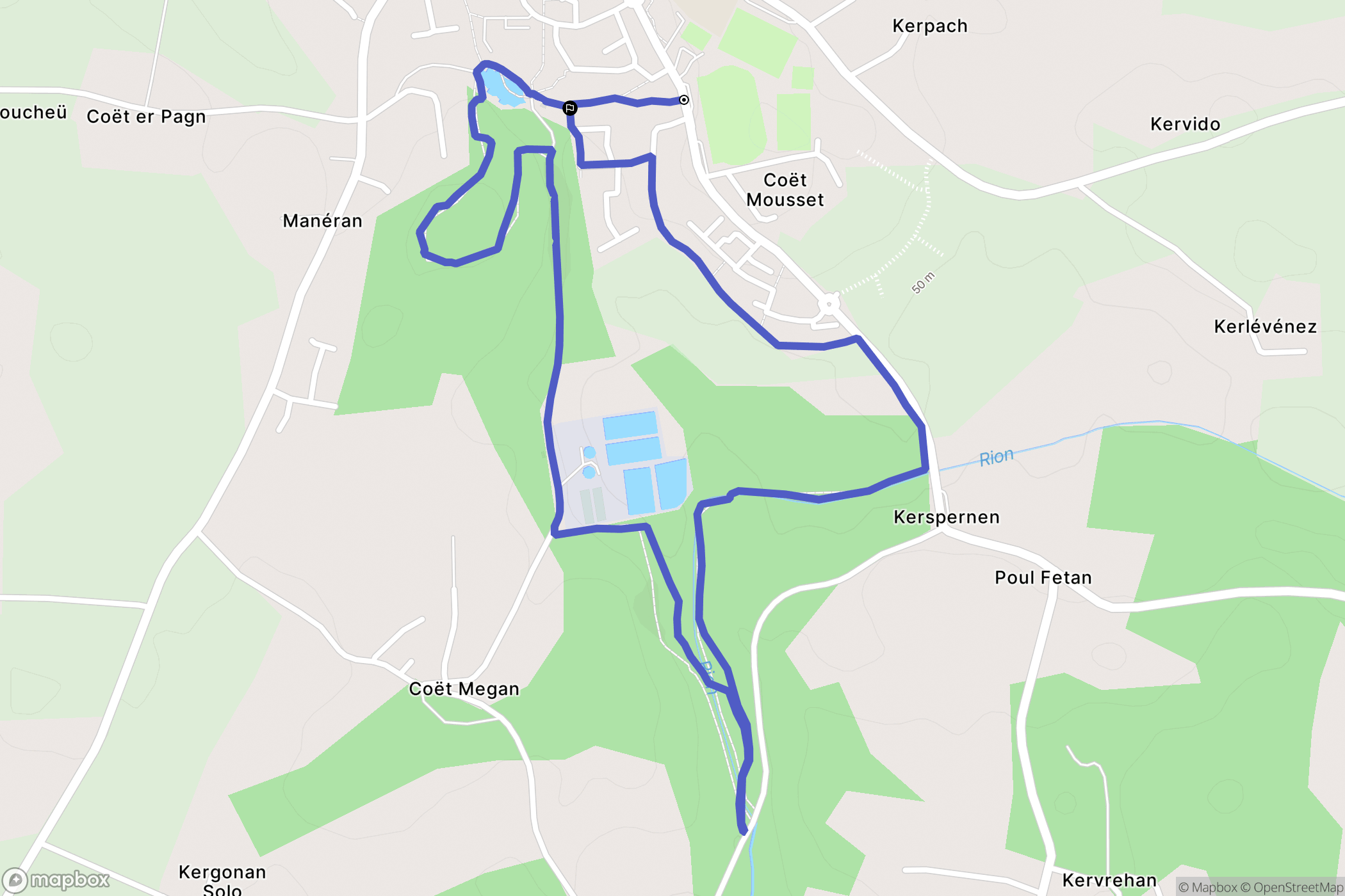 Languidic : carte du parcours de randonnée - France