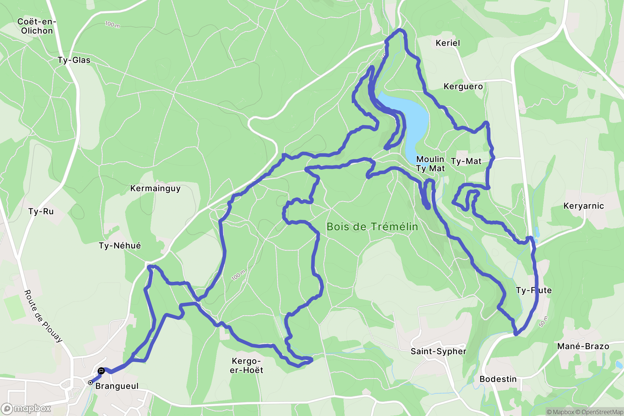 Inzinzac-Lochrist : carte du parcours de randonnée - France