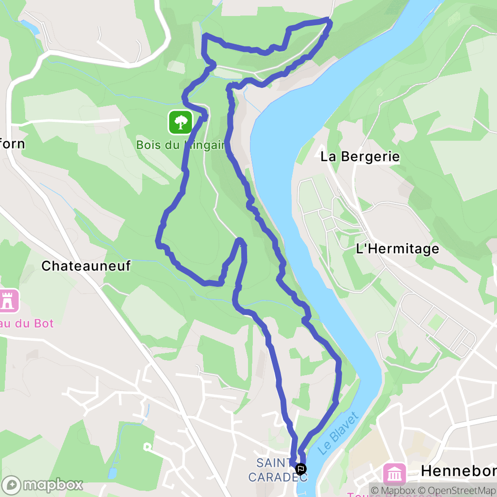 Hennebont : carte du parcours de randonnée - France