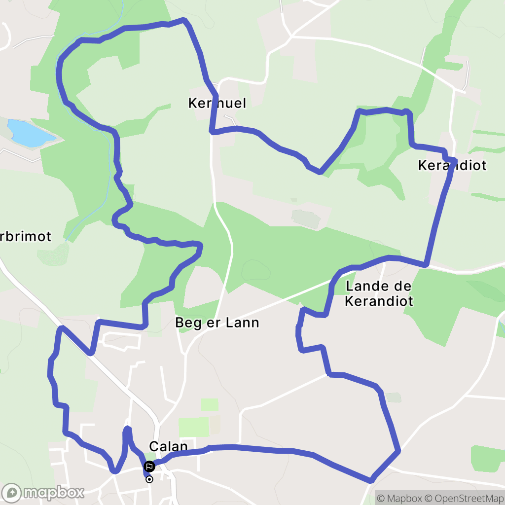 Calan : carte du parcours de randonnée - France