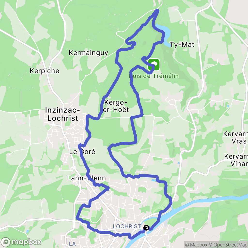 Inzinzac-Lochrist : carte du parcours de randonnée - France