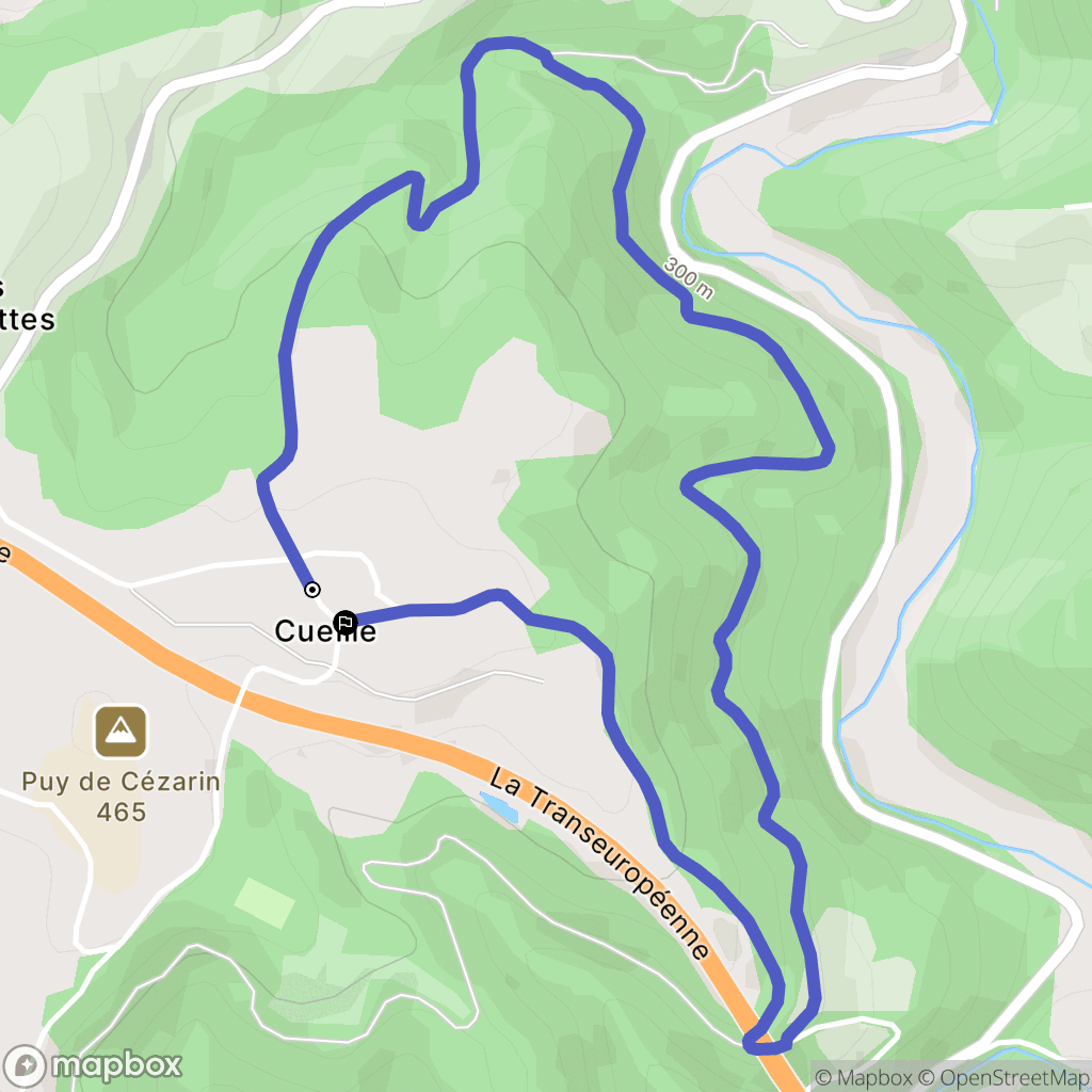 Naves : carte du parcours de randonnée - France