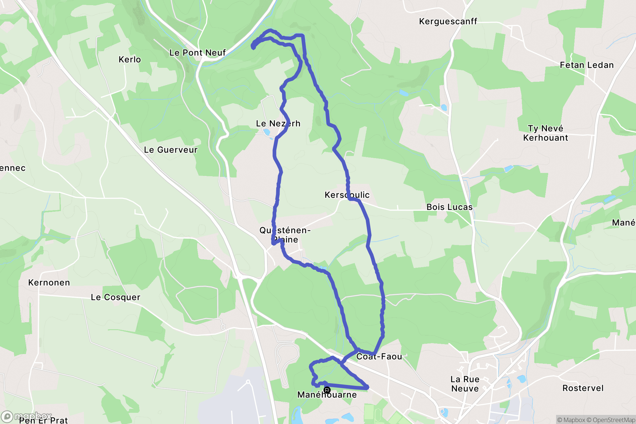 Plouay : carte du parcours de randonnée - France