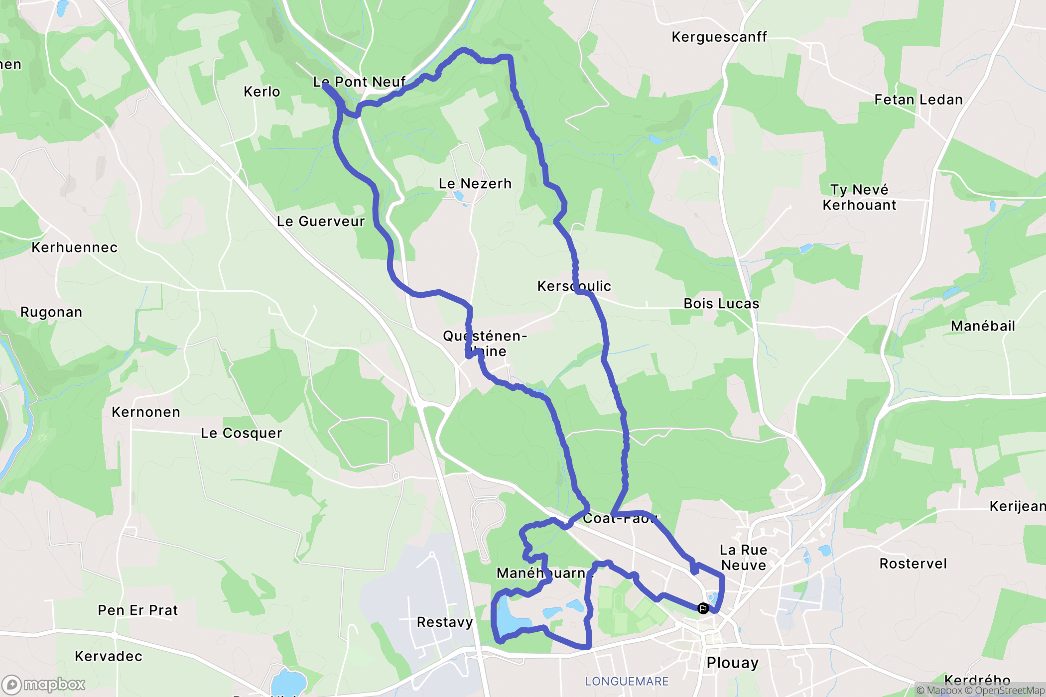 Plouay : carte du parcours de randonnée - France