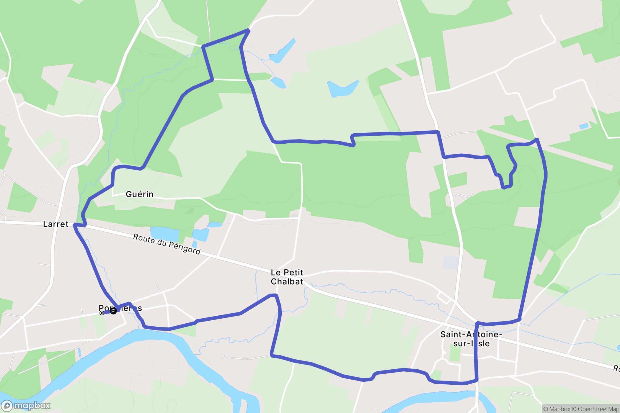 Porchères : carte du parcours de randonnée - France