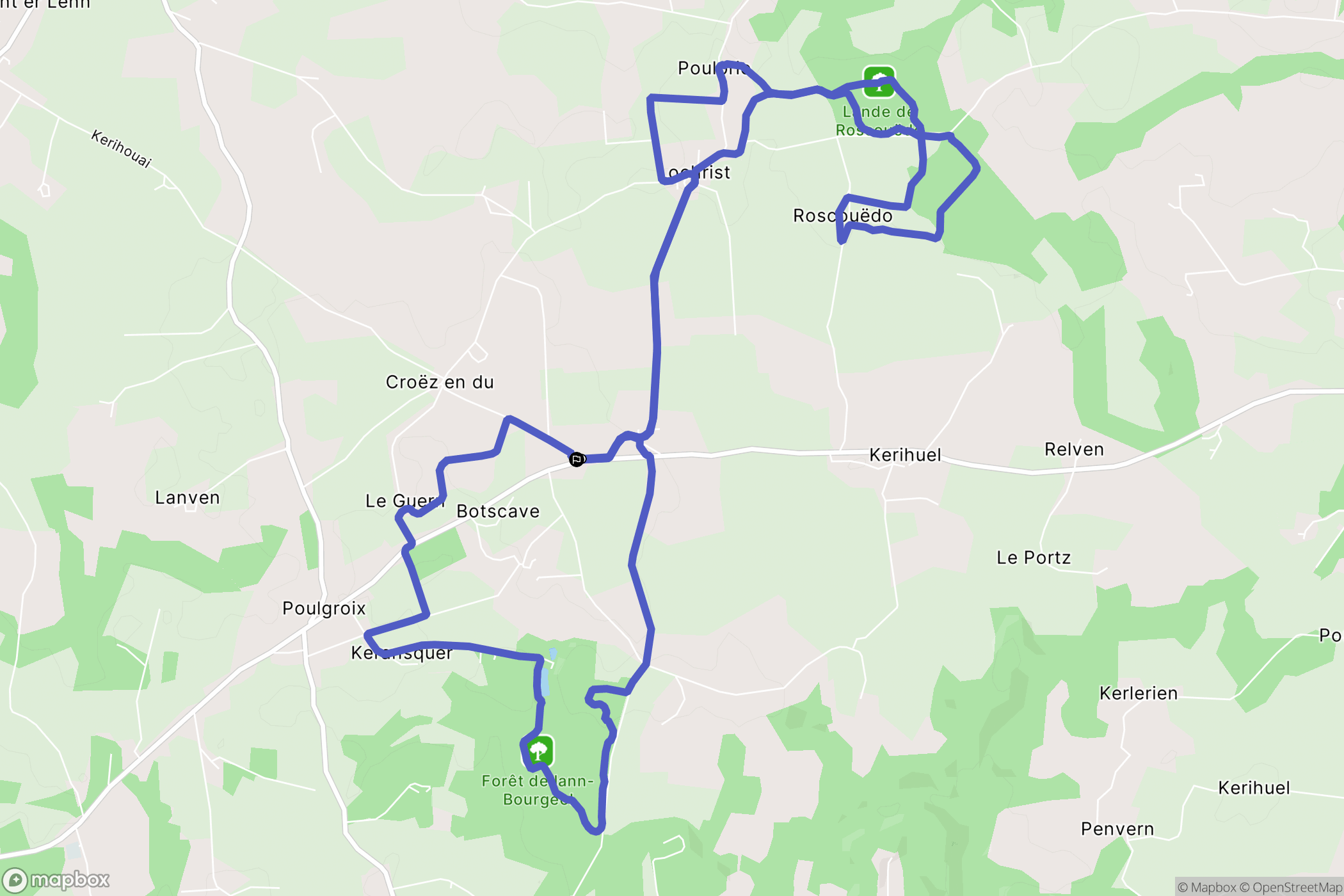 Inguiniel : carte du parcours de randonnée - France