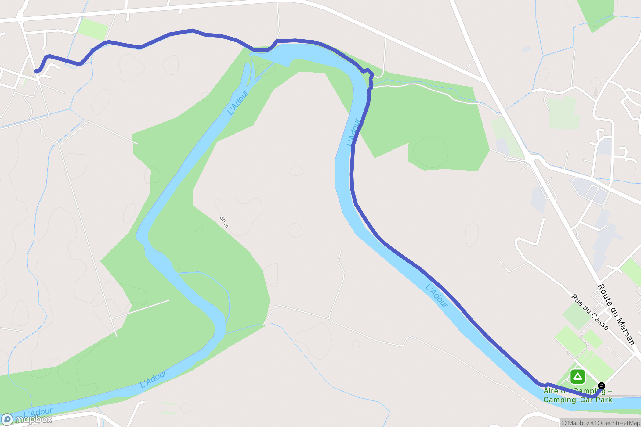 Grenade-sur-l'Adour : carte du parcours de randonnée - France