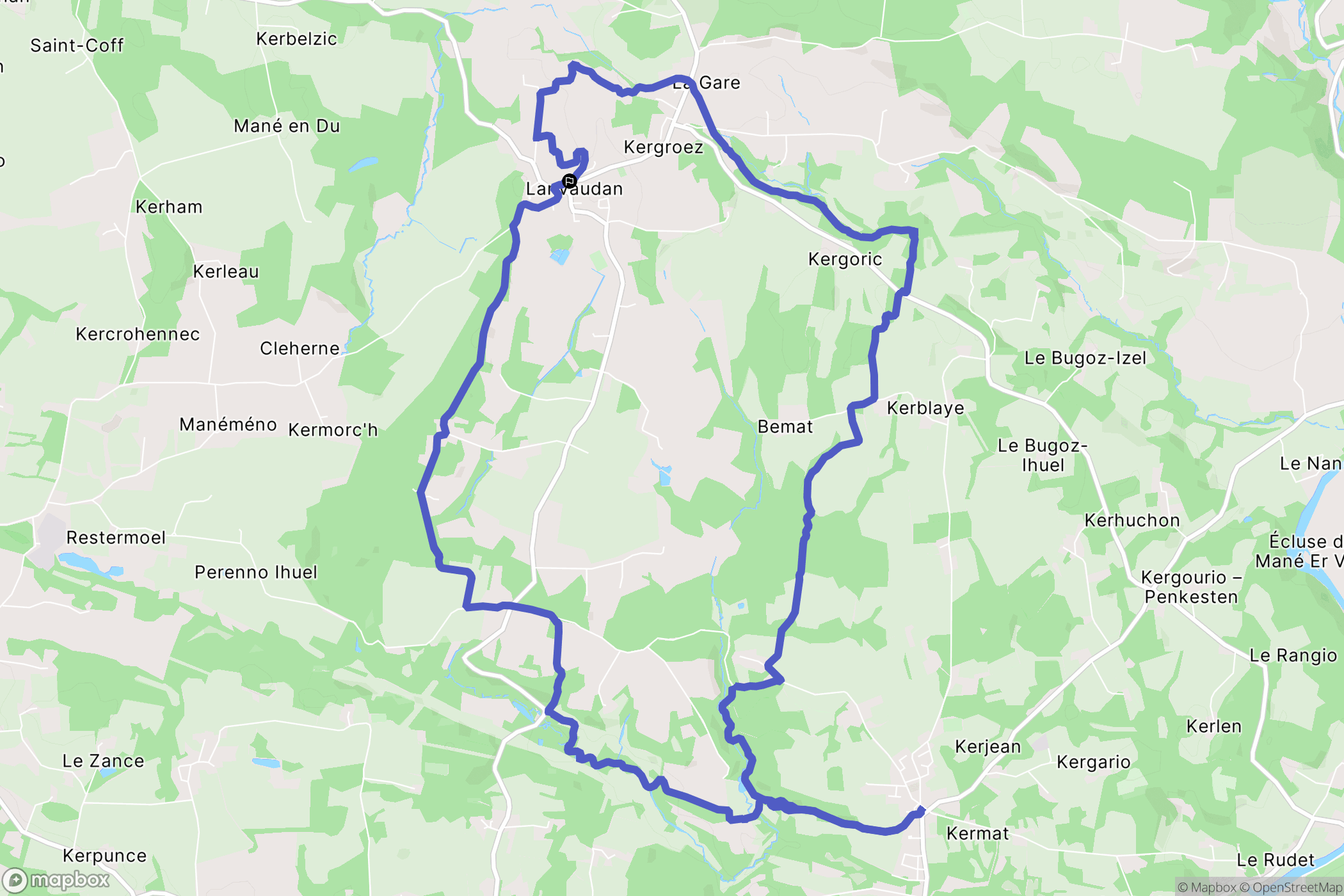 Lanvaudan : carte du parcours de randonnée - France