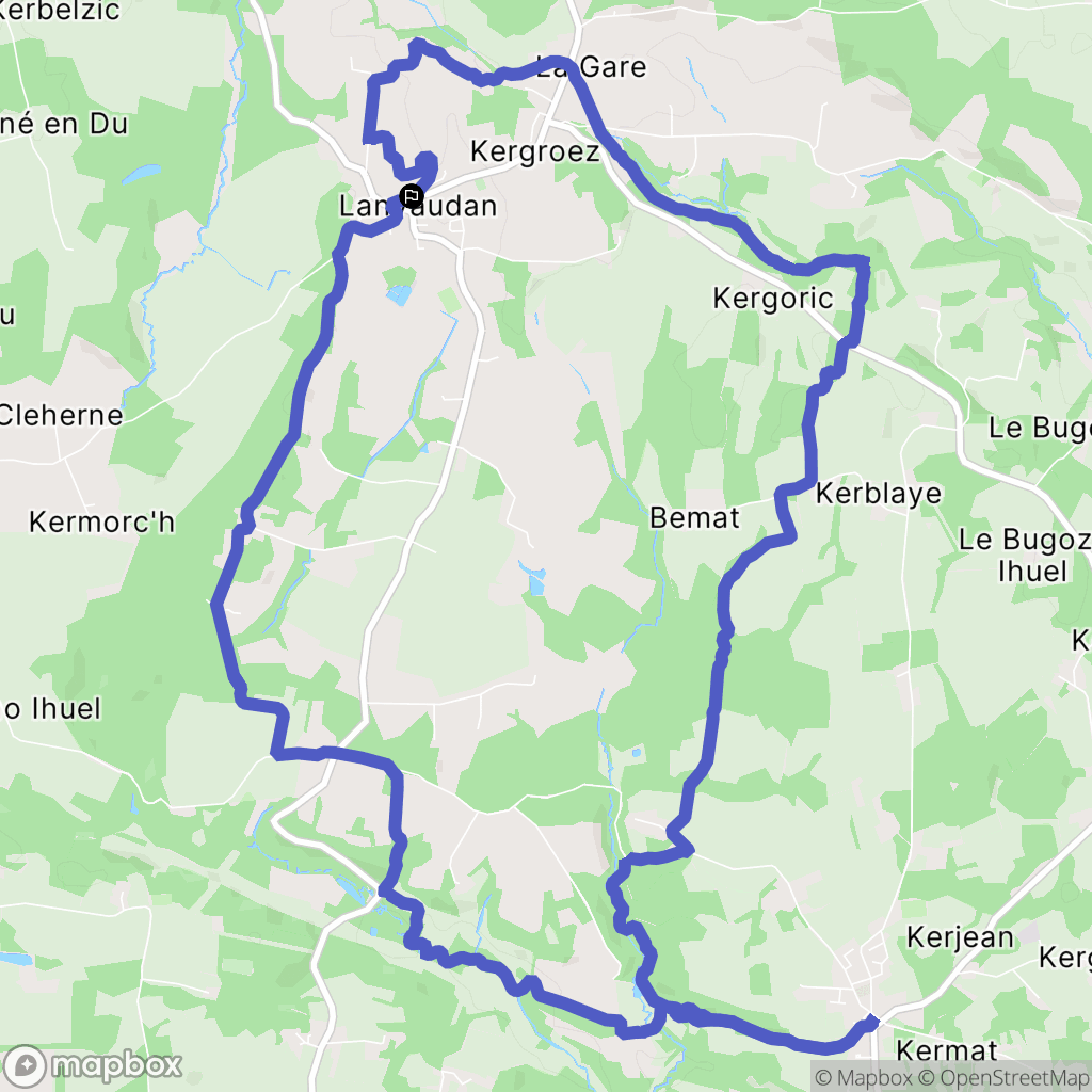 Lanvaudan : carte du parcours de randonnée - France