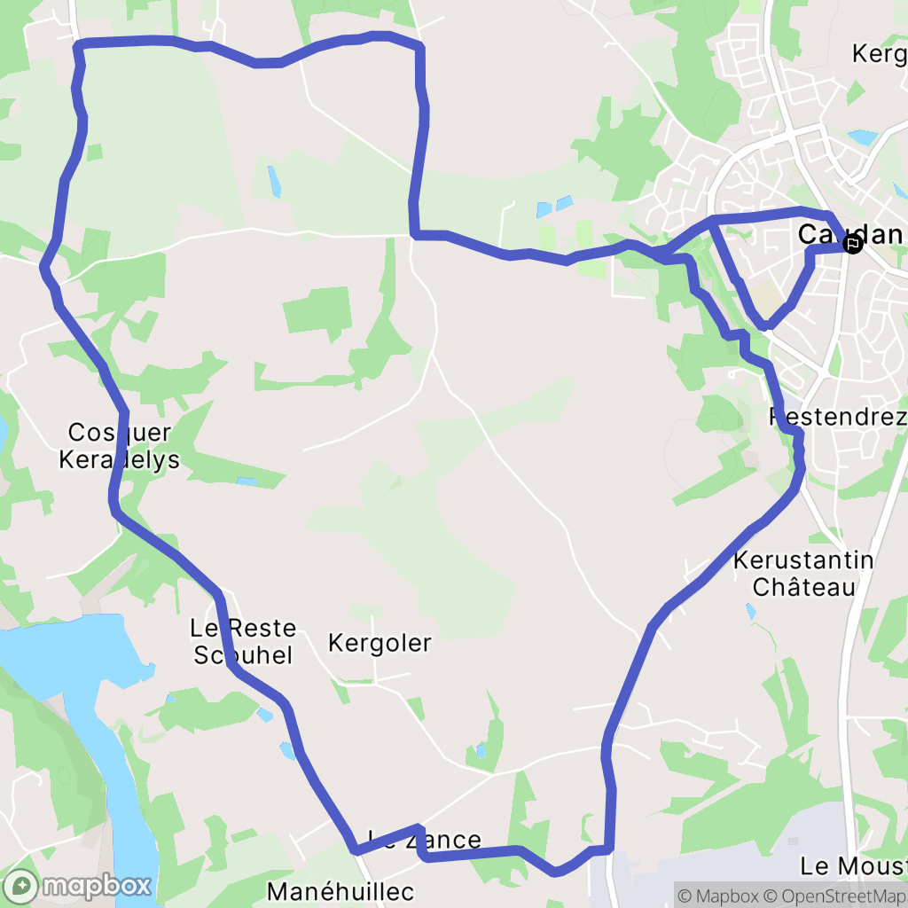 Caudan : carte du parcours de randonnée - France