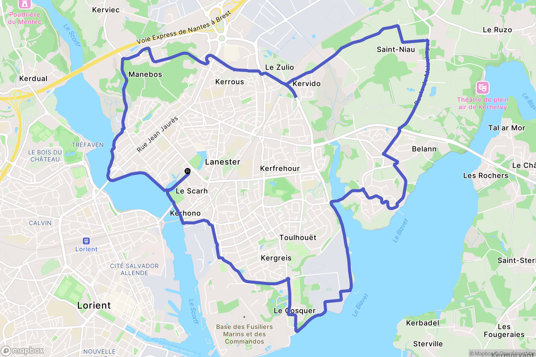 Lanester : carte du parcours de randonnée - France