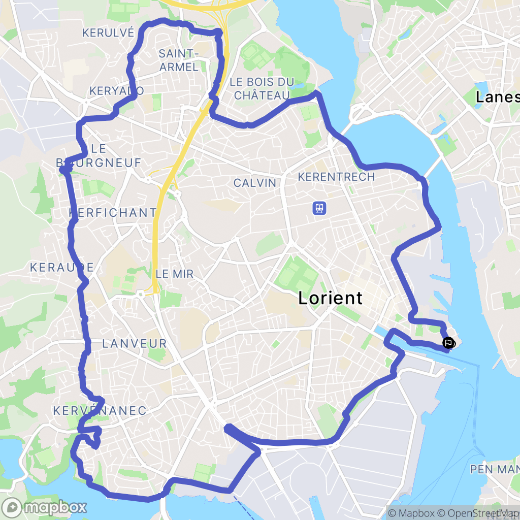 Lorient : carte du parcours de randonnée - France