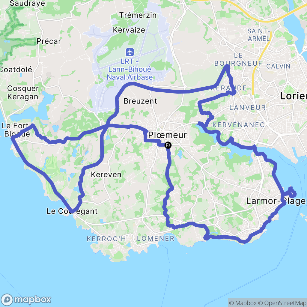 Ploemeur : carte du parcours de randonnée - France