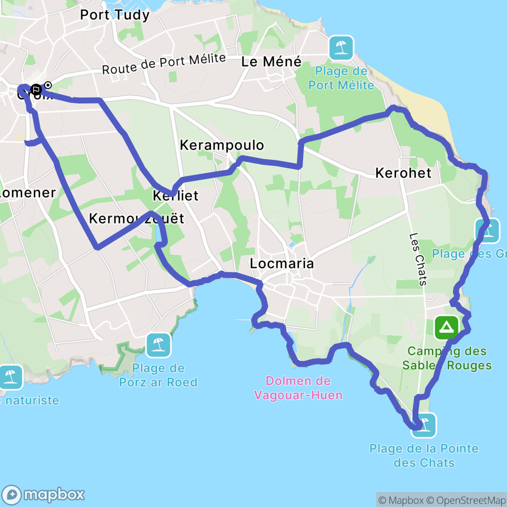 Groix : carte du parcours de randonnée - France
