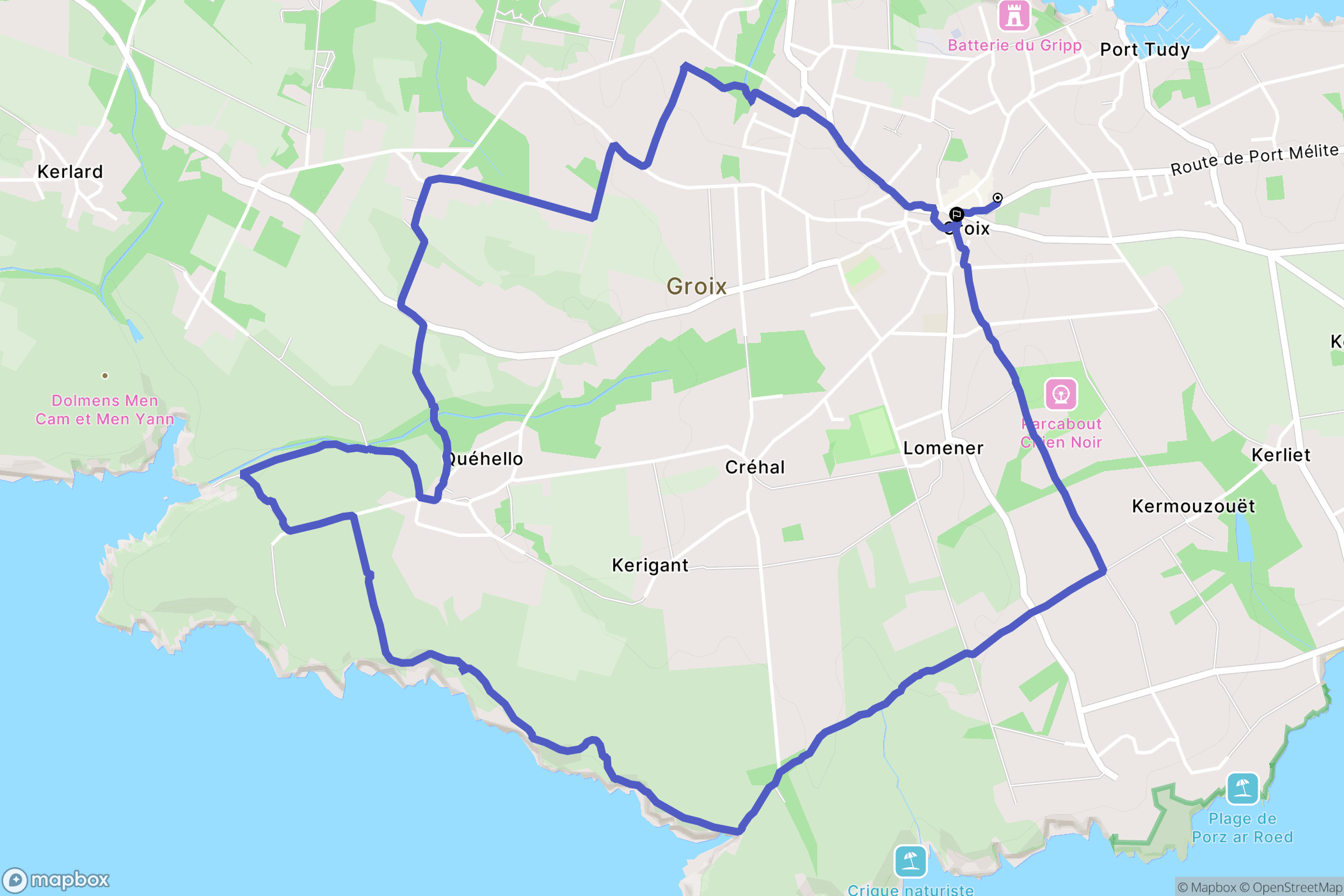 Groix : carte du parcours de randonnée - France