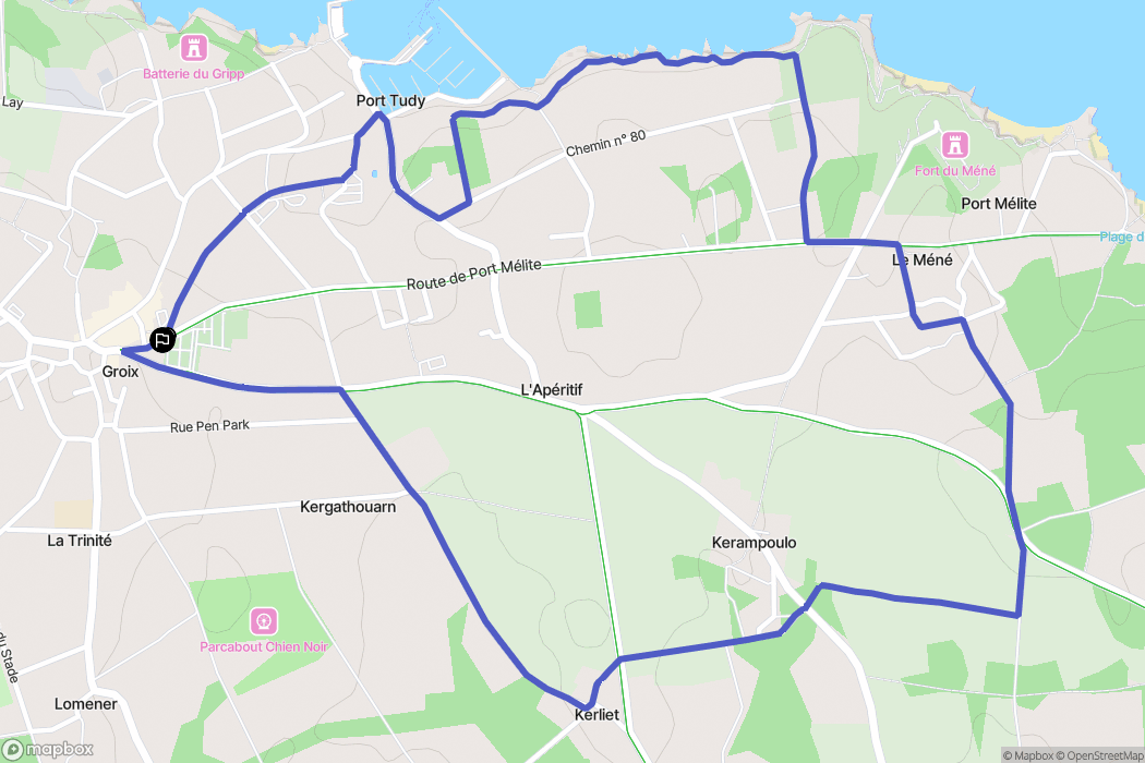Groix : carte du parcours de randonnée - France