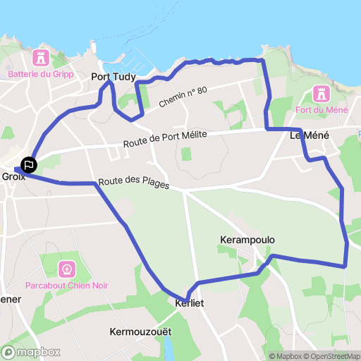 Groix : carte du parcours de randonnée - France