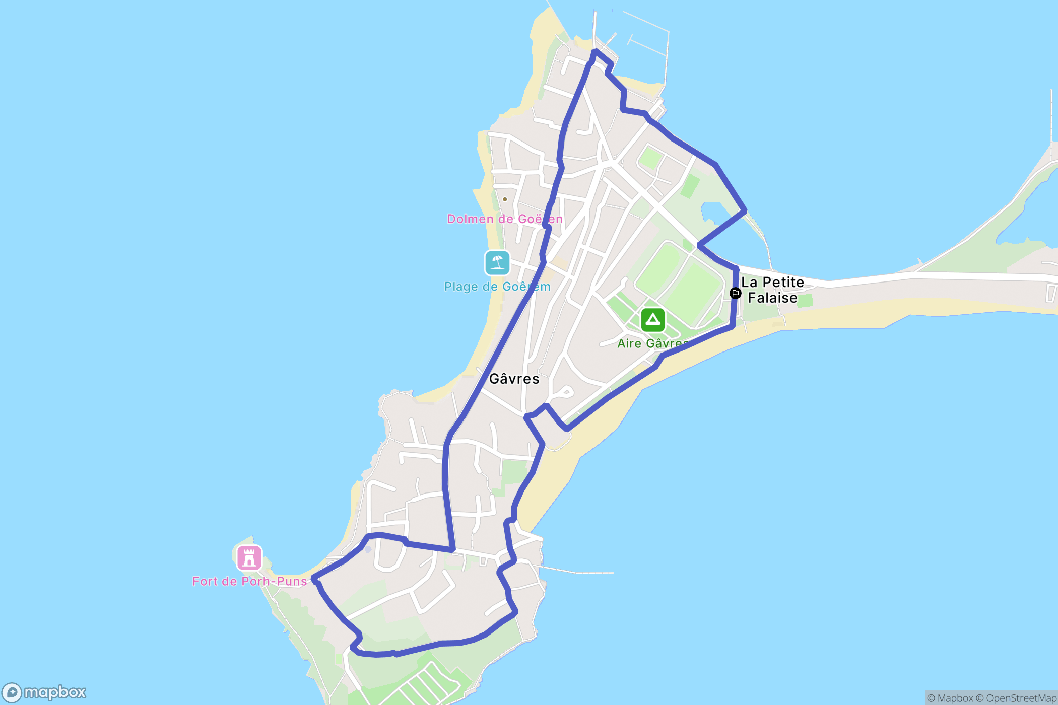 Gâvres : carte du parcours de randonnée - France