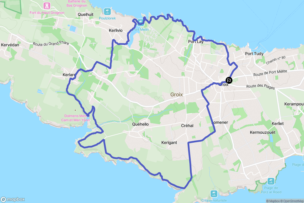 Groix : carte du parcours de randonnée - France