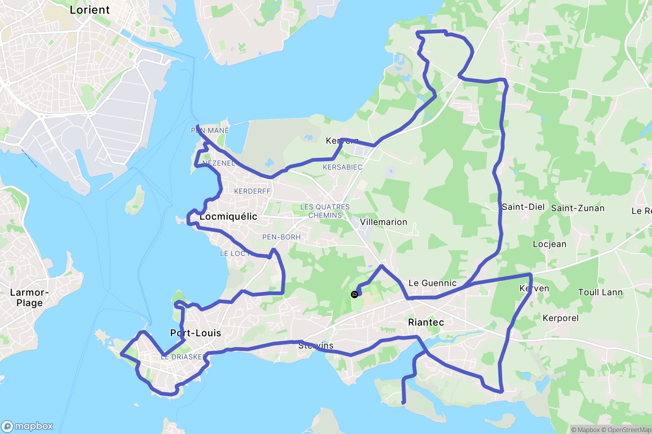 Riantec : carte du parcours de randonnée - France