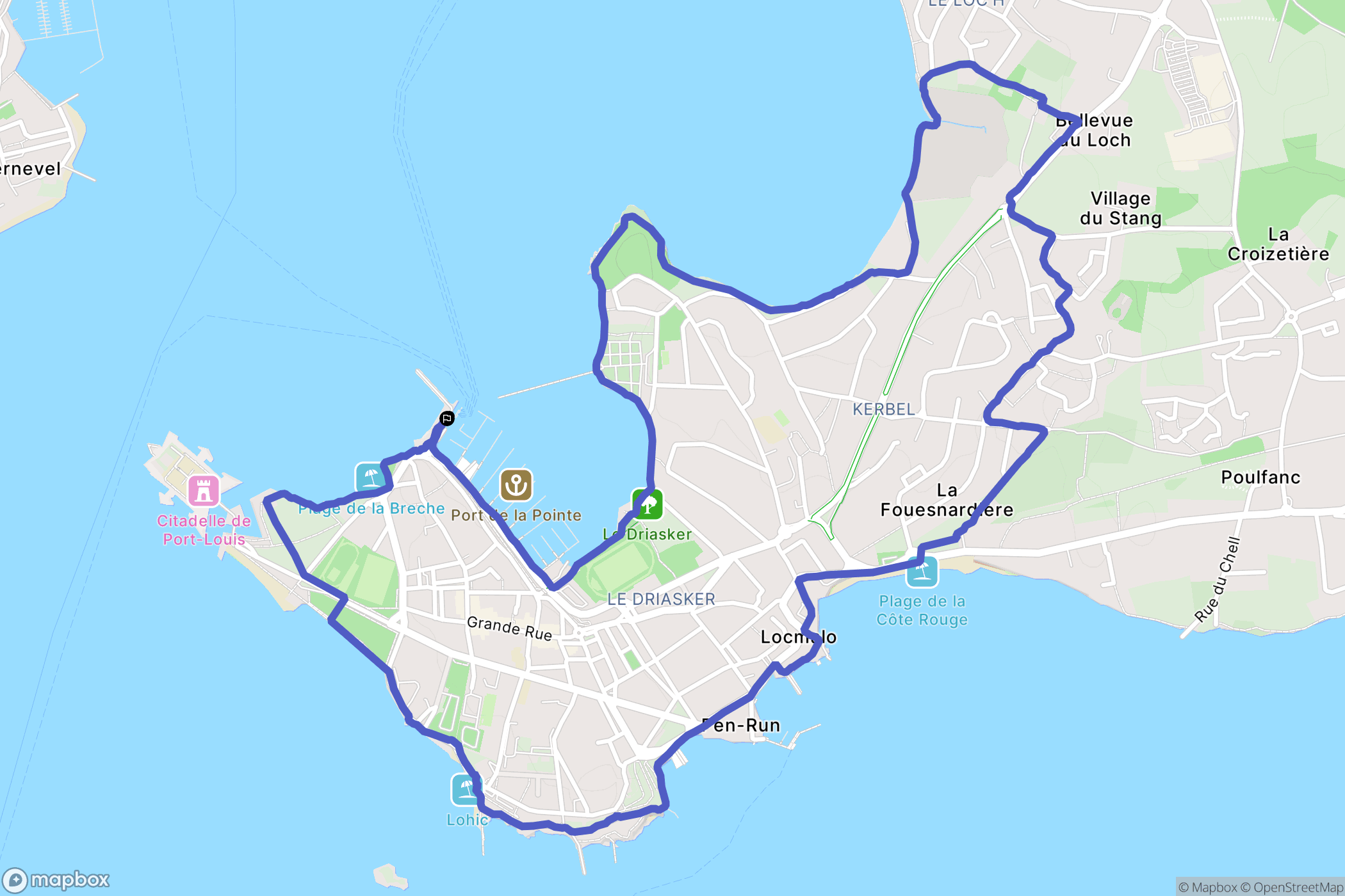 Port-Louis : carte du parcours de randonnée - France