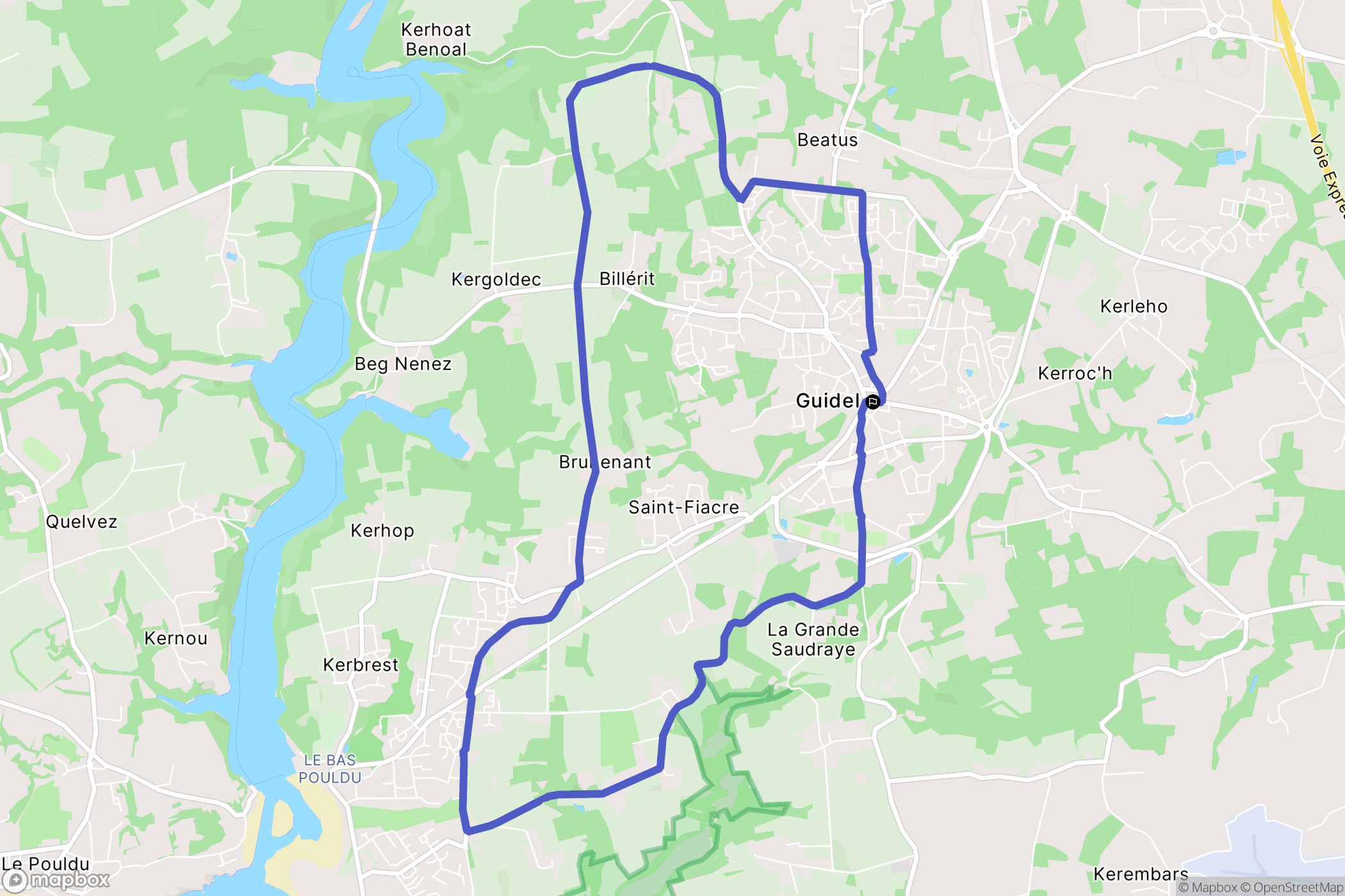 Guidel : carte du parcours de randonnée - France