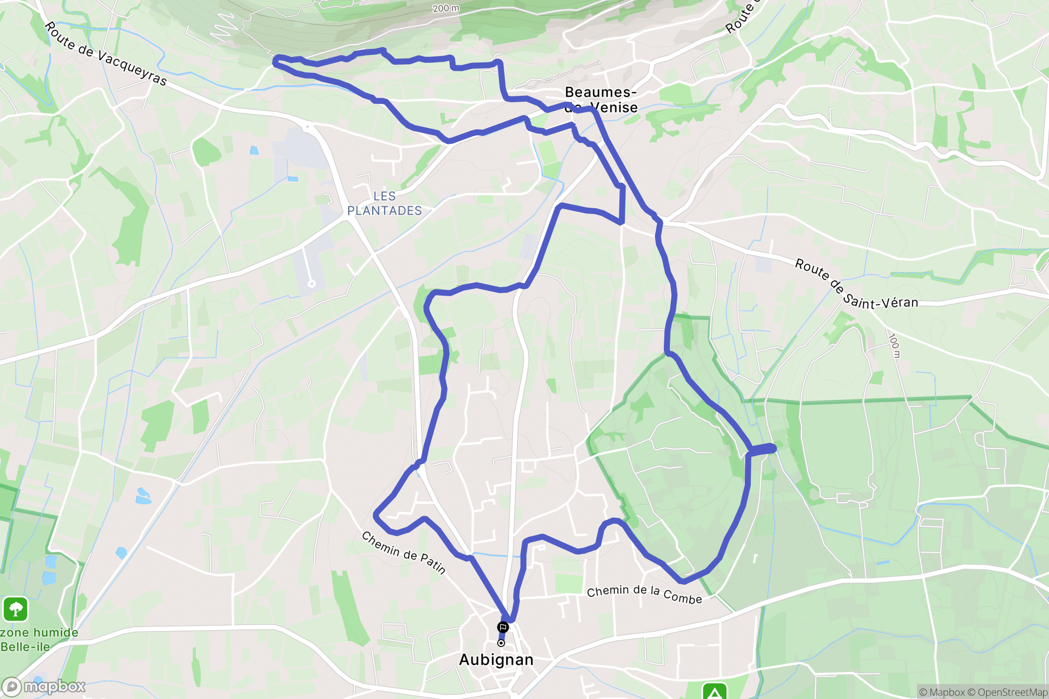Aubignan : carte du parcours de randonnée - France