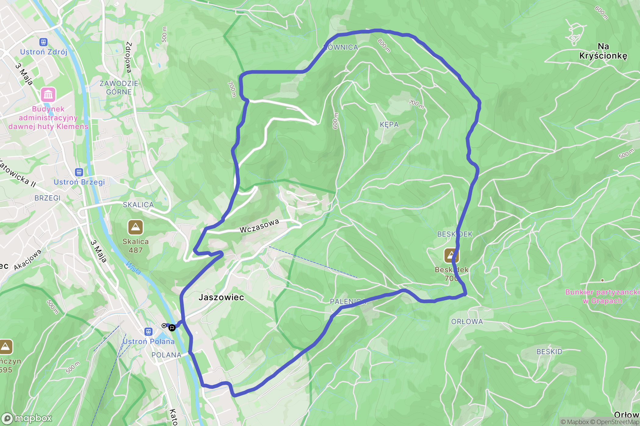 Ustroń: mapa trasy - Poland