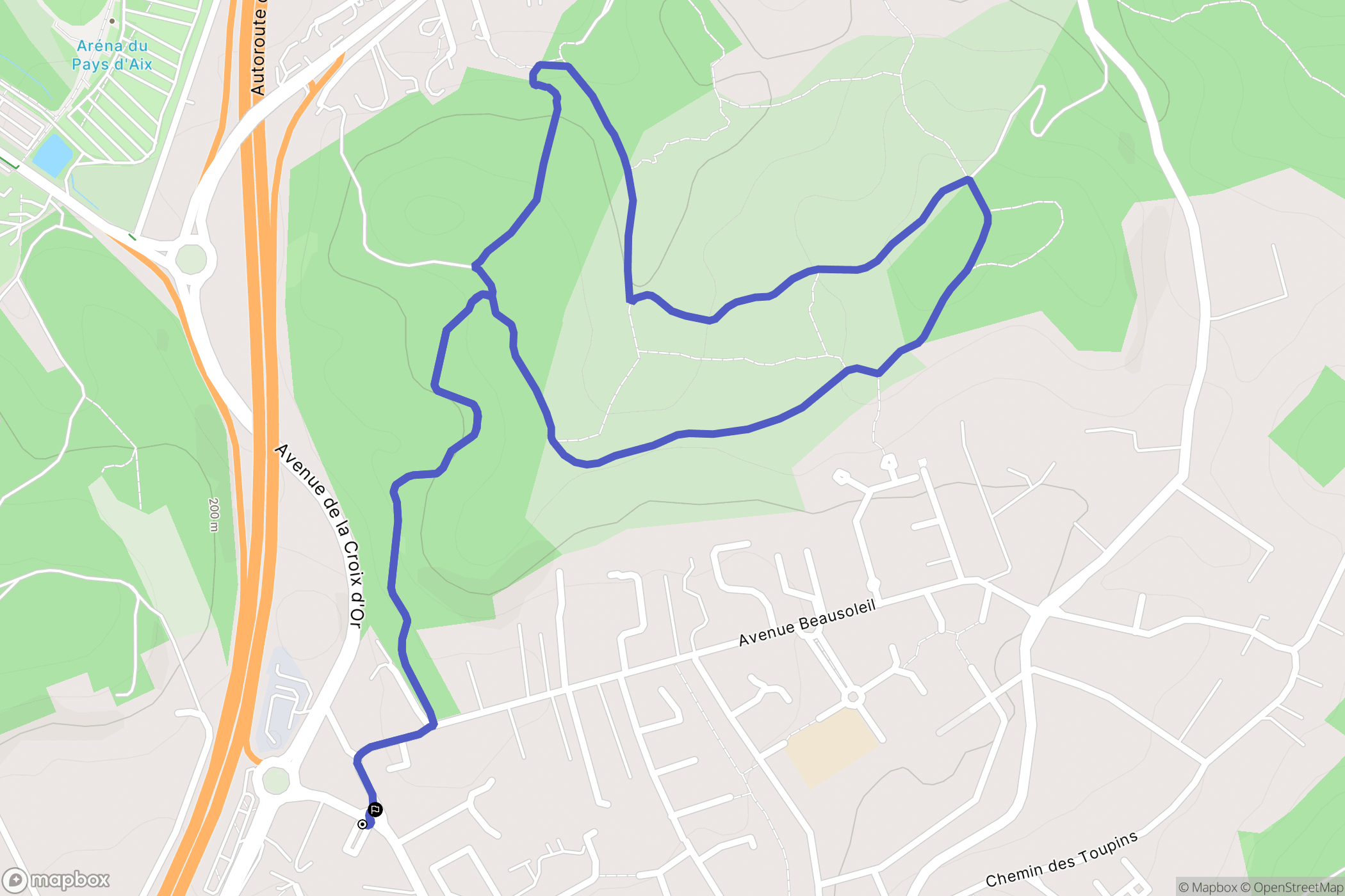 Bouc-Bel-Air : carte du parcours de randonnée - France