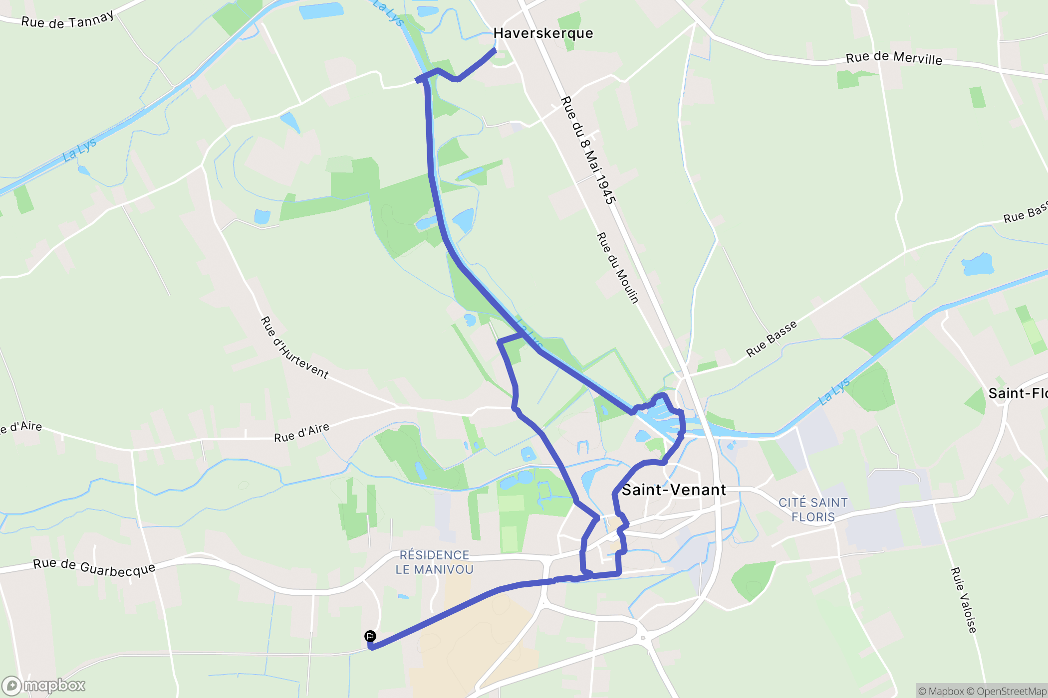 Saint-Venant : carte du parcours de randonnée - France