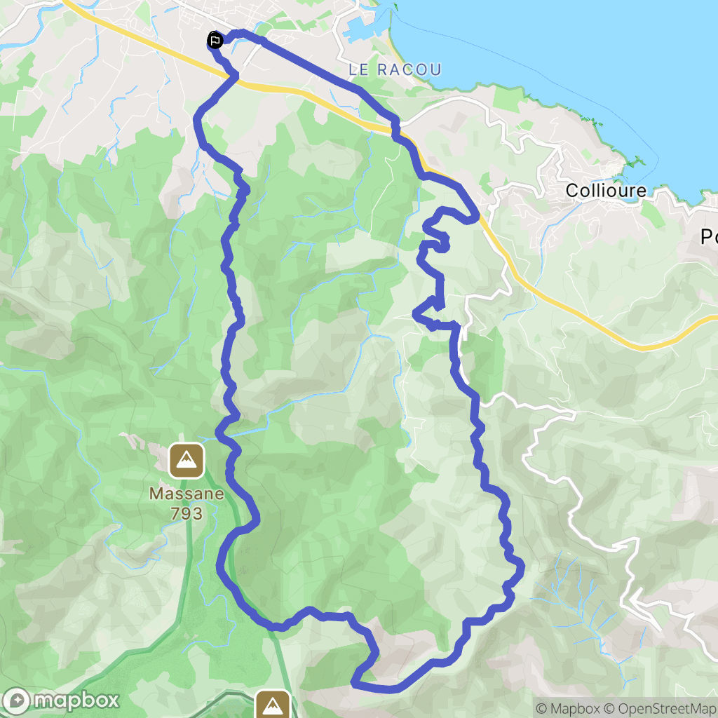 Argelès-sur-Mer : carte du parcours de randonnée - France