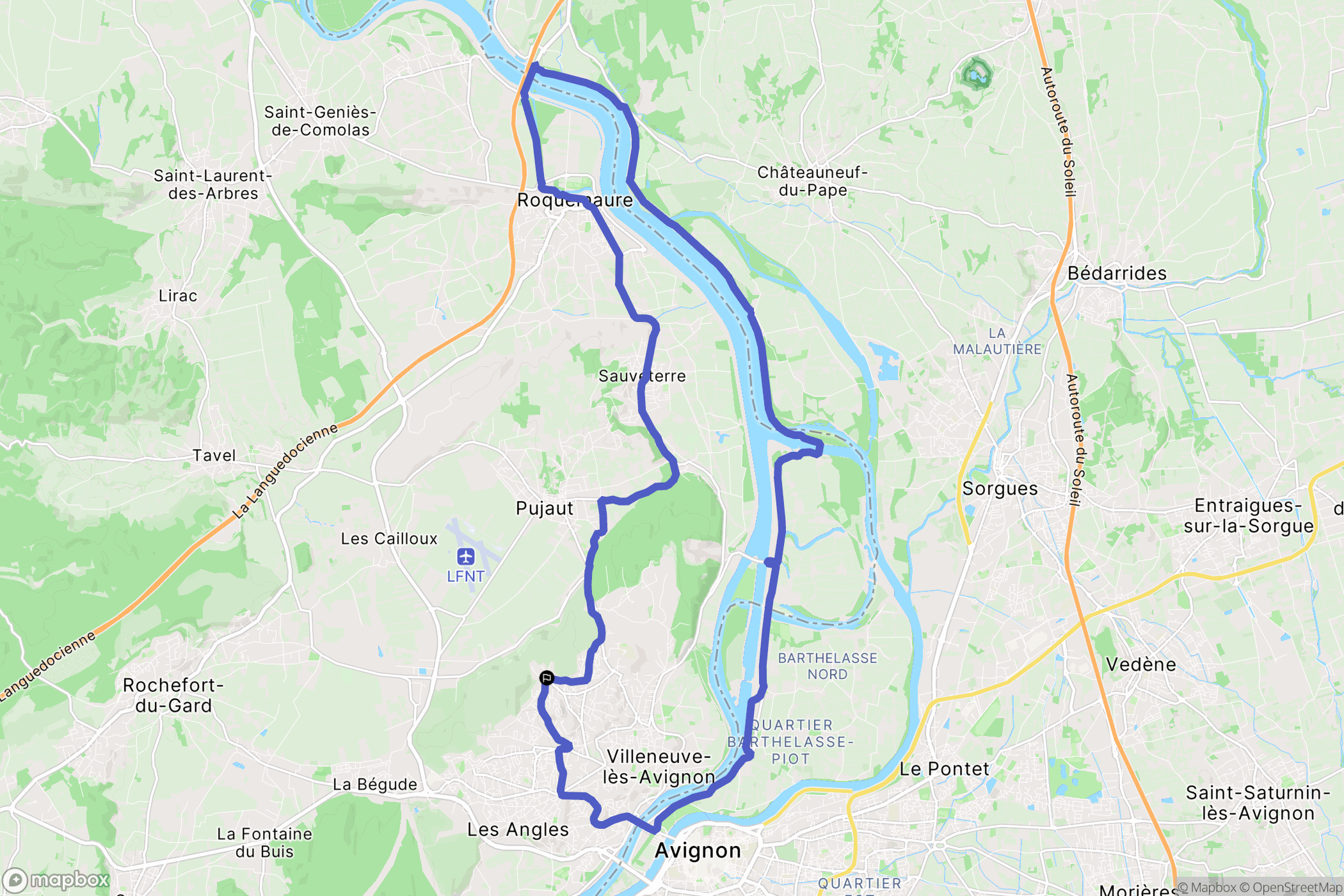 Villeneuve-lès-Avignon : carte du parcours de randonnée - France