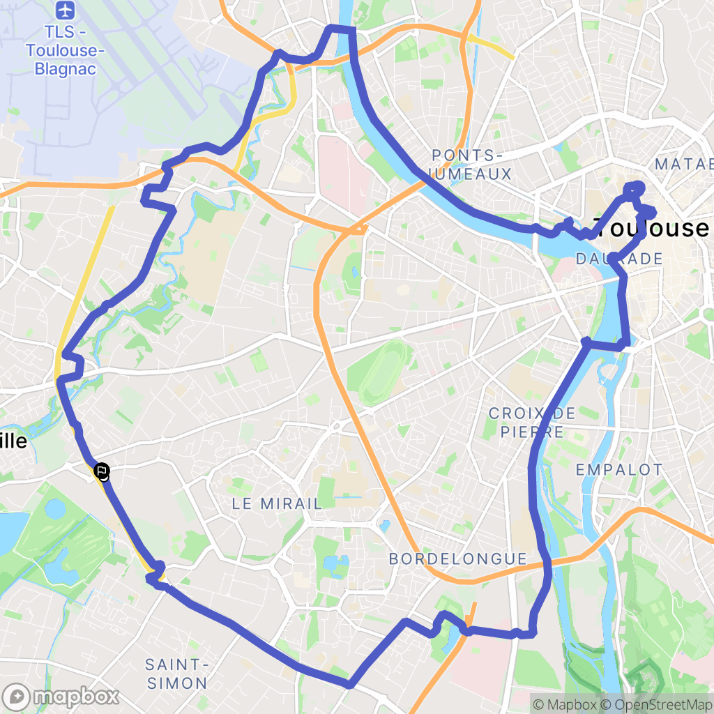 Toulouse : carte du parcours de randonnée - France