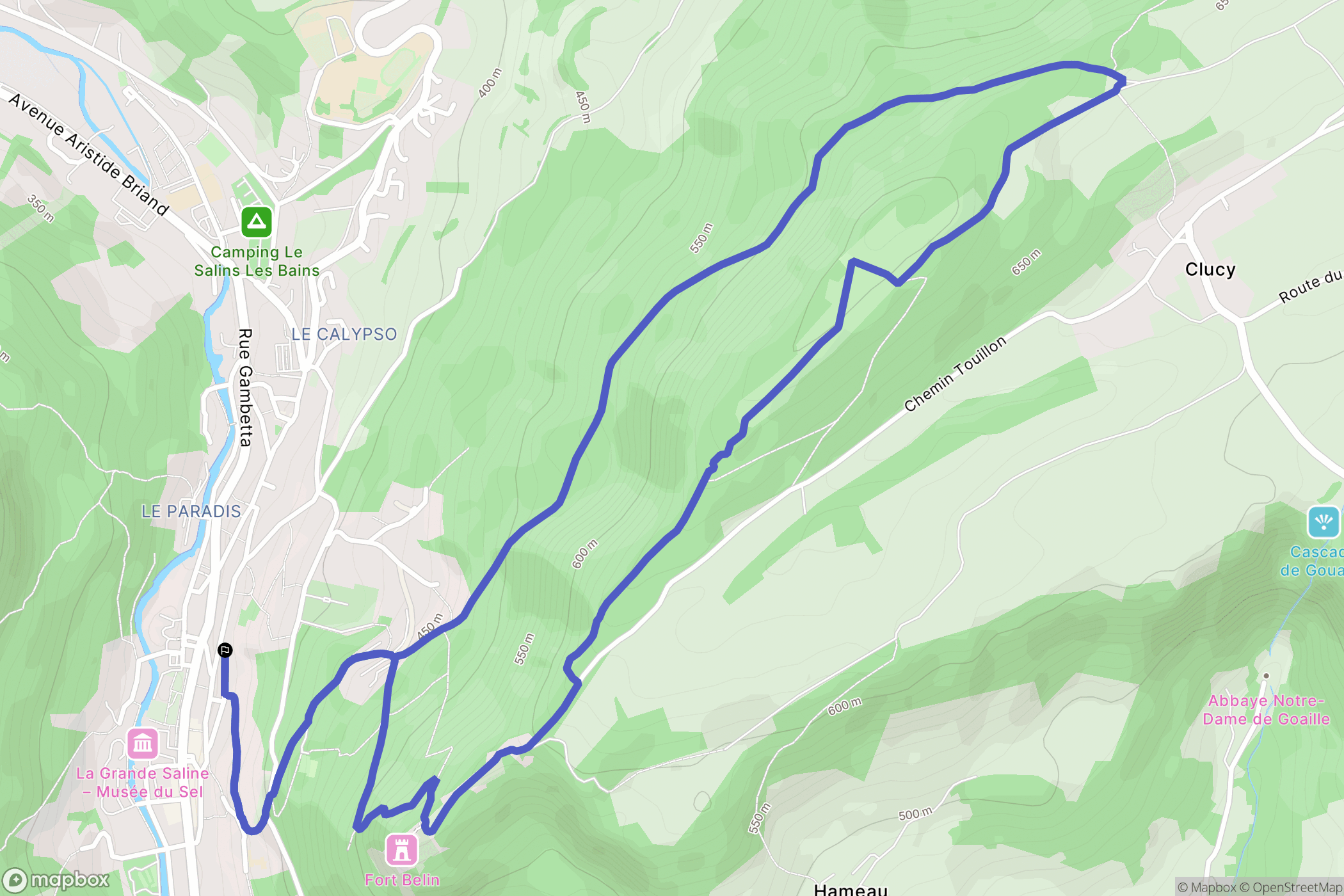 Salins-les-Bains : carte du parcours de randonnée - France