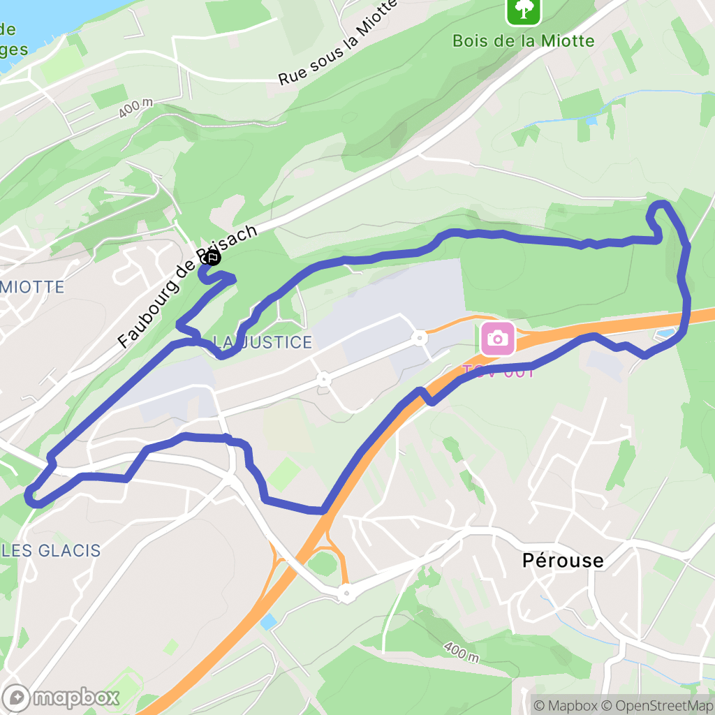 Belfort : carte du parcours de randonnée - France