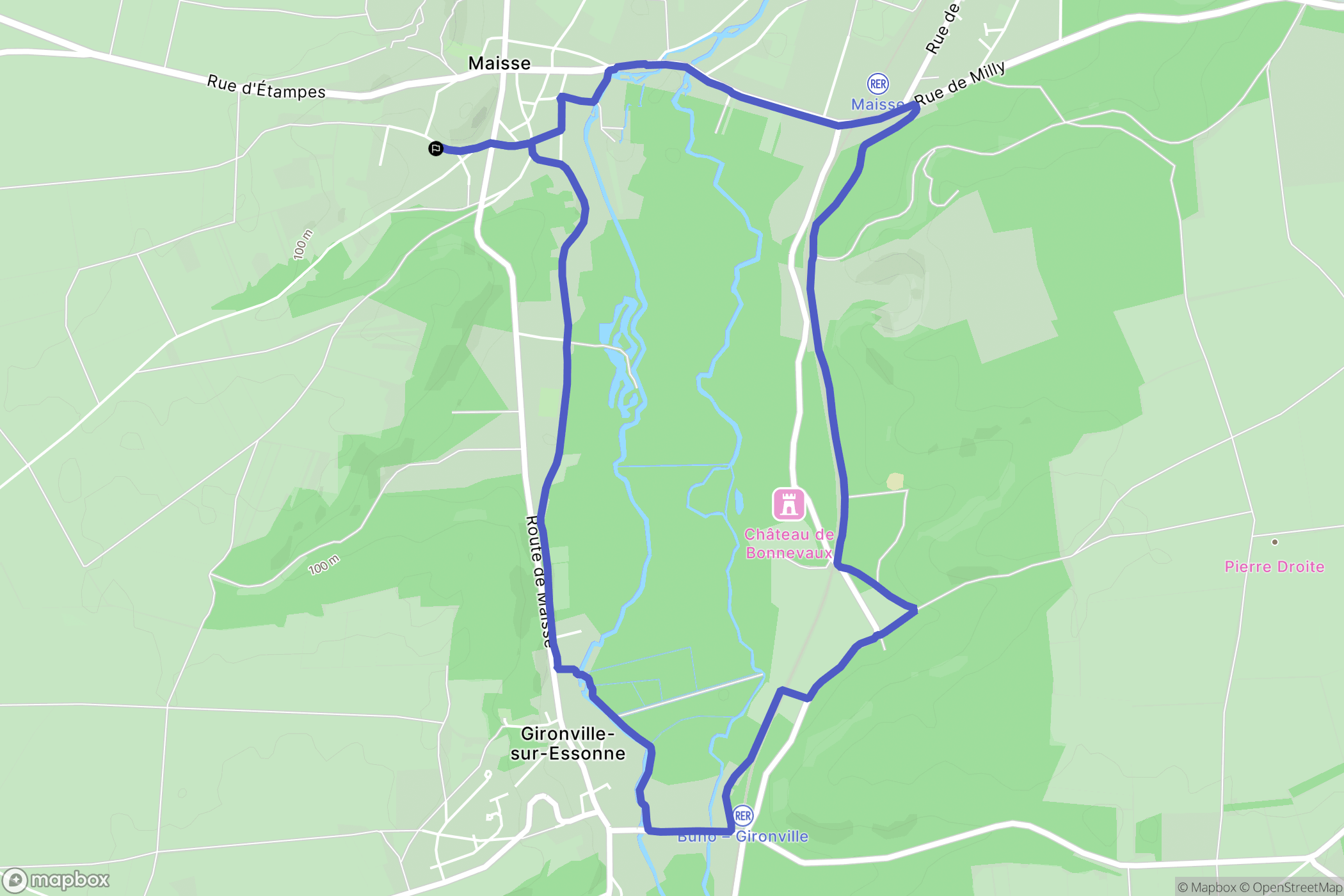 Maisse : carte du parcours de randonnée - France