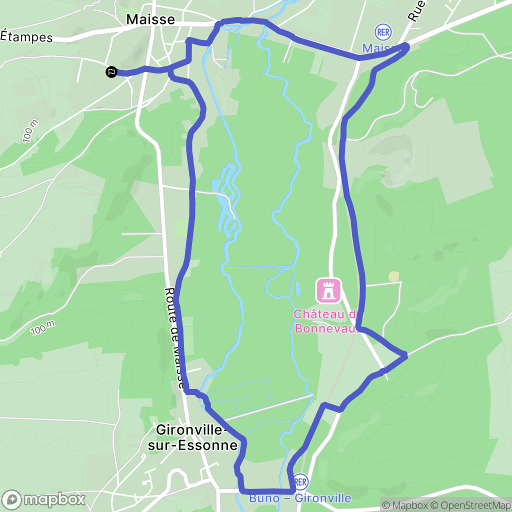 Maisse : carte du parcours de randonnée - France