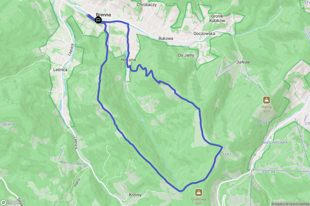 Brenna: mapa trasy - Poland