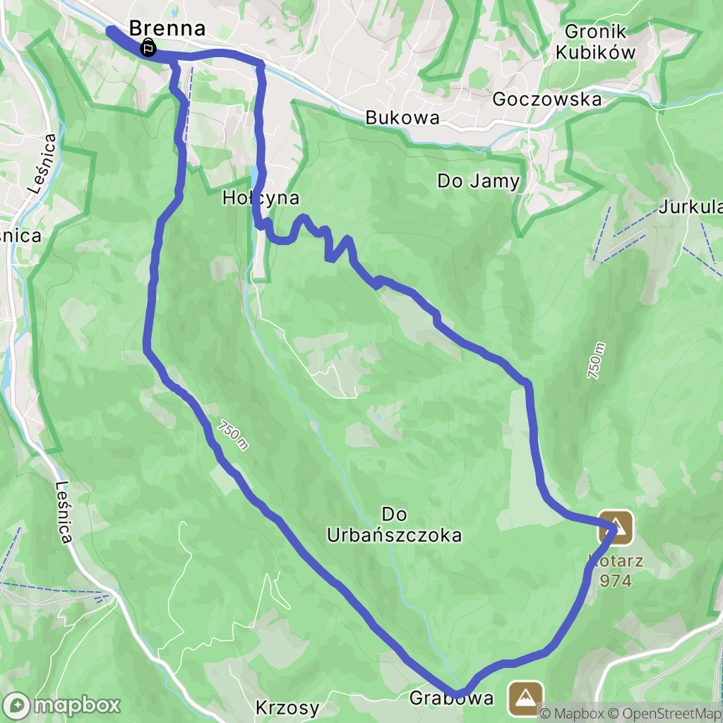 Brenna: mapa trasy - Poland