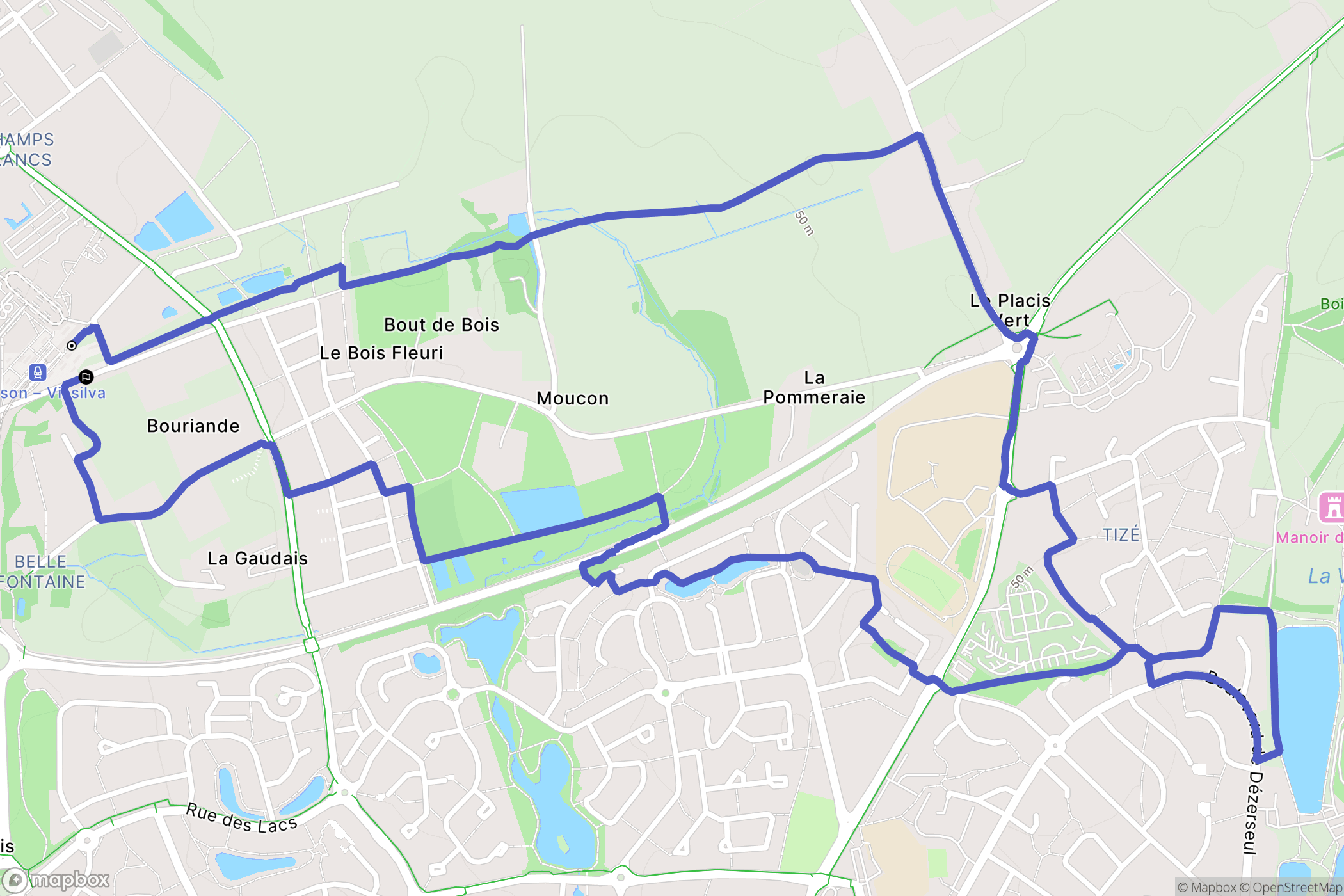 Cesson-Sévigné : carte du parcours de randonnée - France