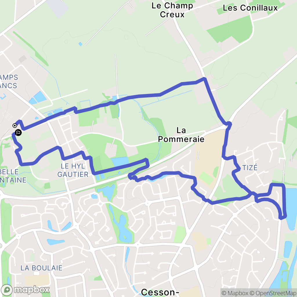 Cesson-Sévigné : carte du parcours de randonnée - France