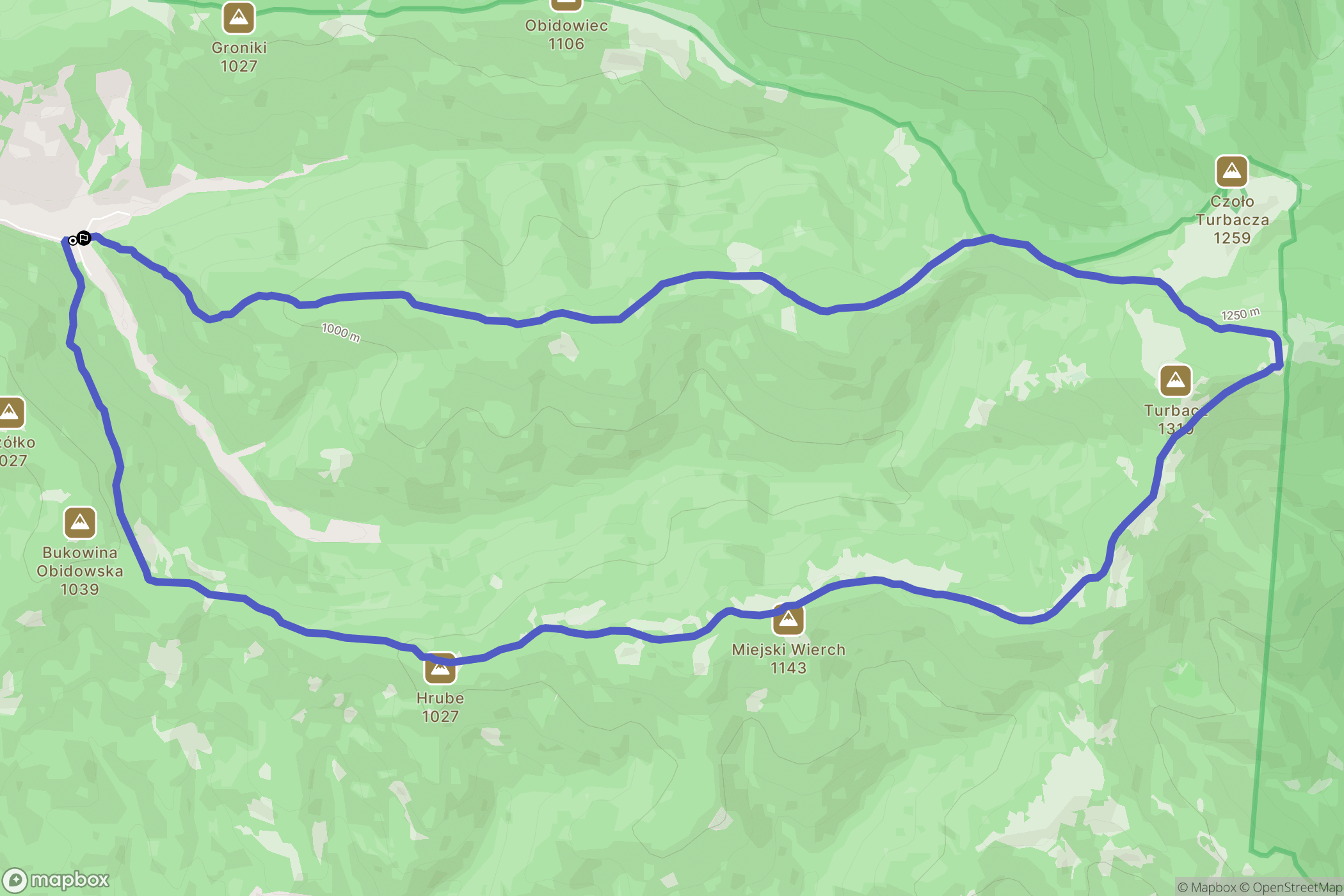 Obidowa: mapa trasy - Poland