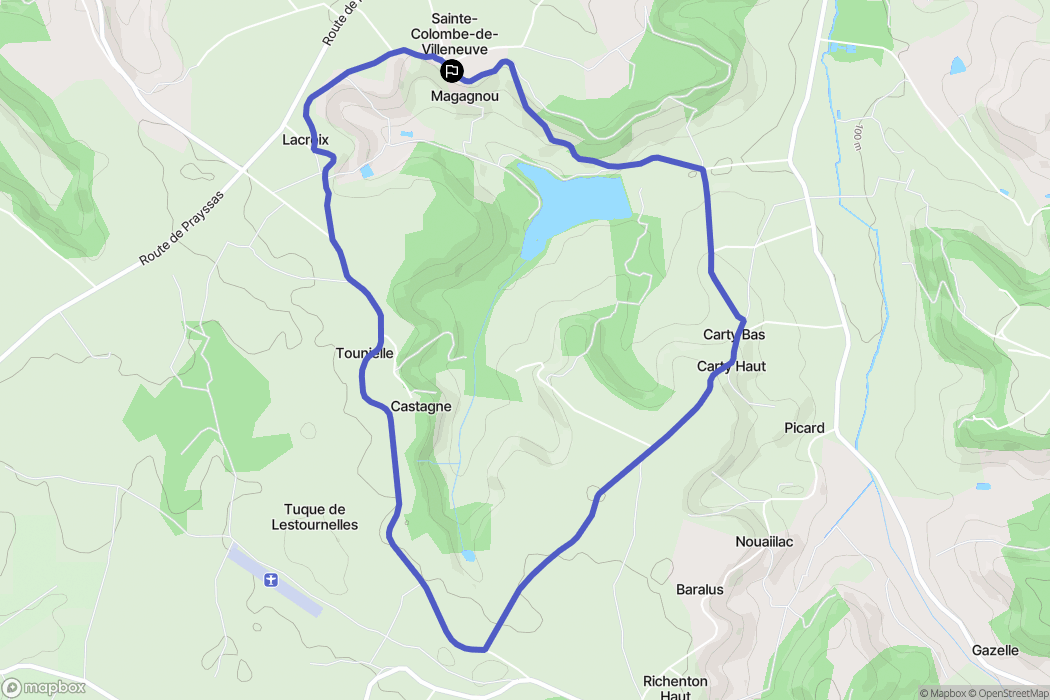 Sainte-Colombe-de-Villeneuve : carte du parcours de randonnée - France