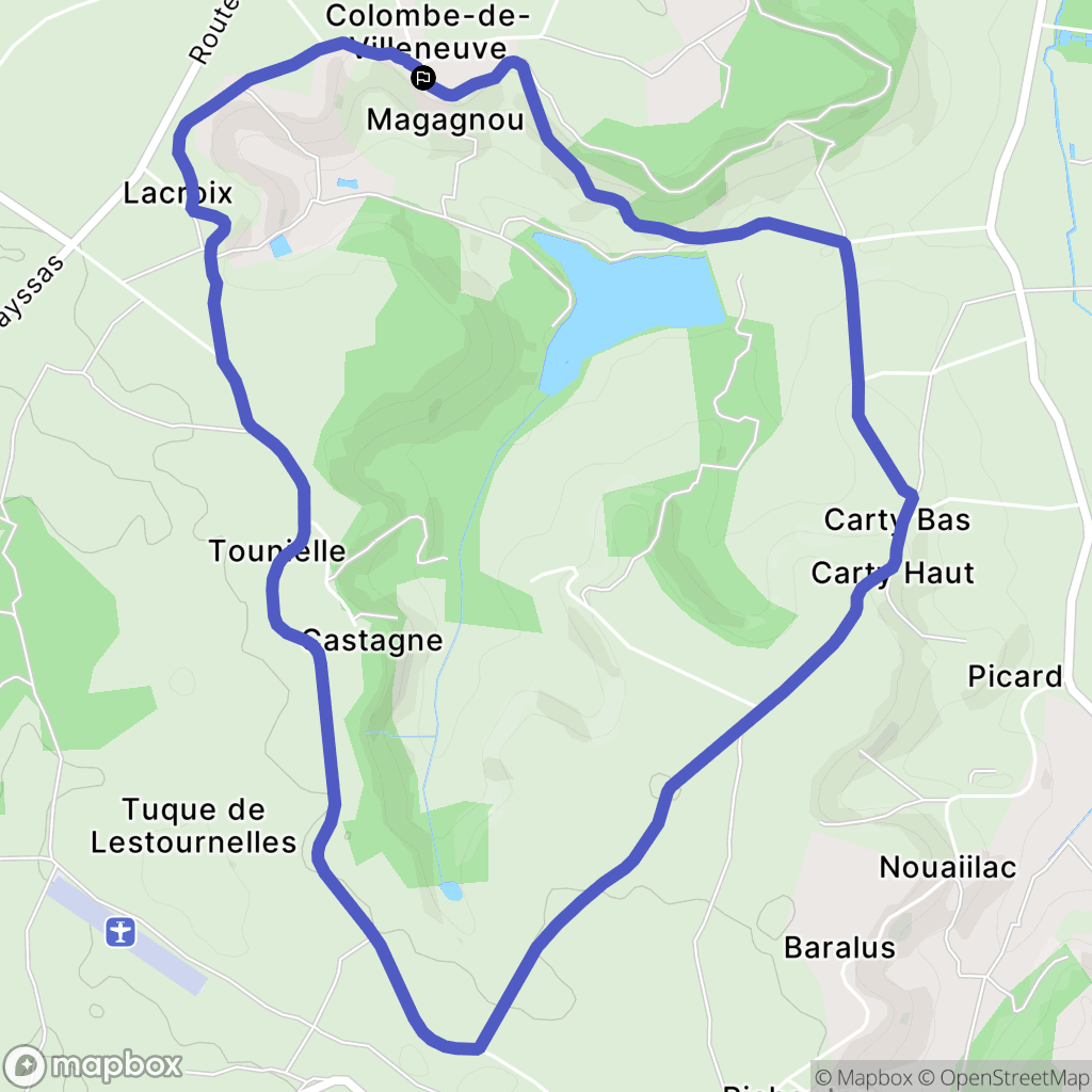 Sainte-Colombe-de-Villeneuve : carte du parcours de randonnée - France