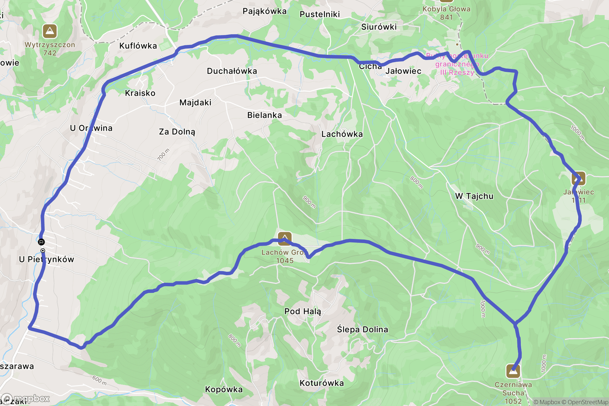 Koszarawa: mapa trasy - Poland