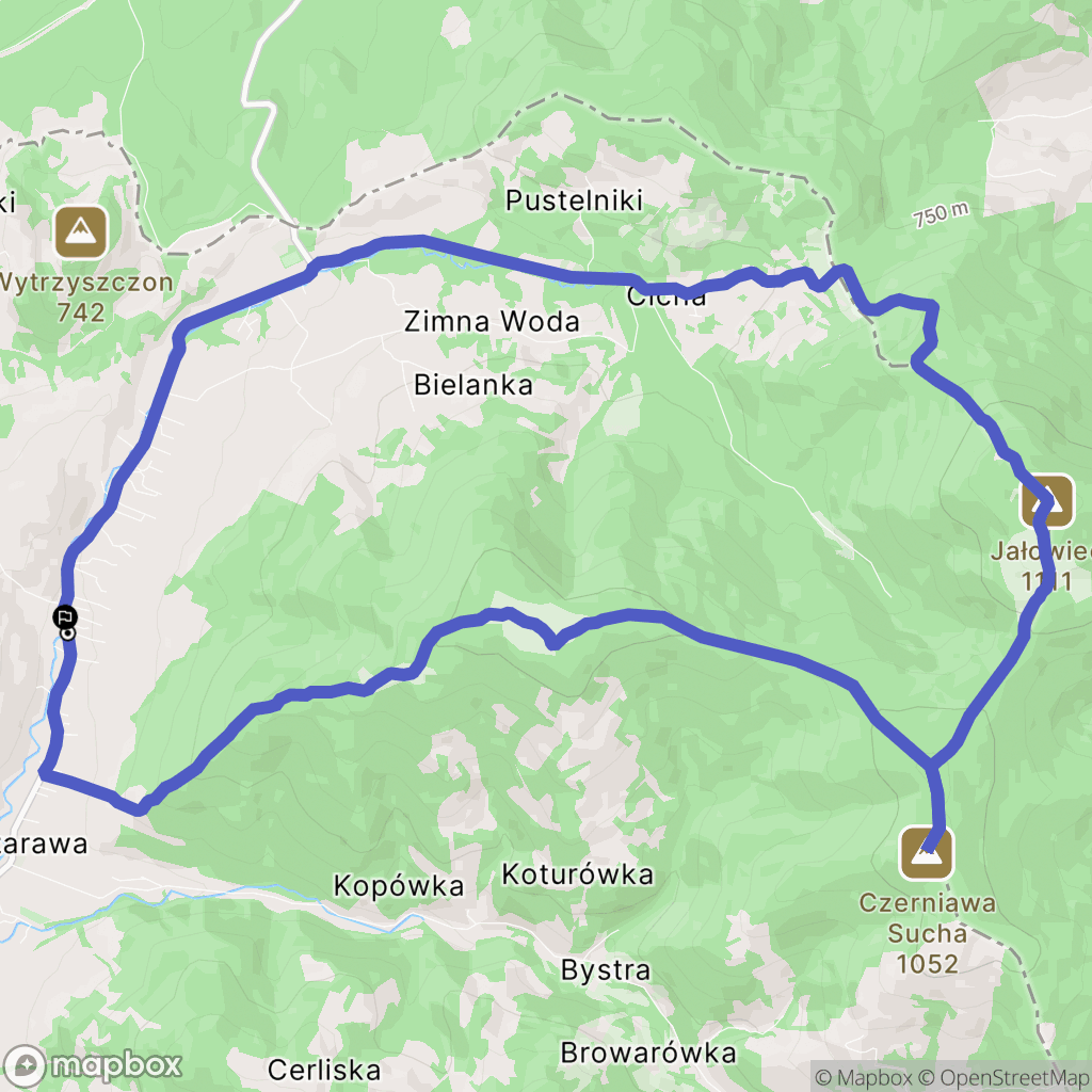Koszarawa: mapa trasy - Poland