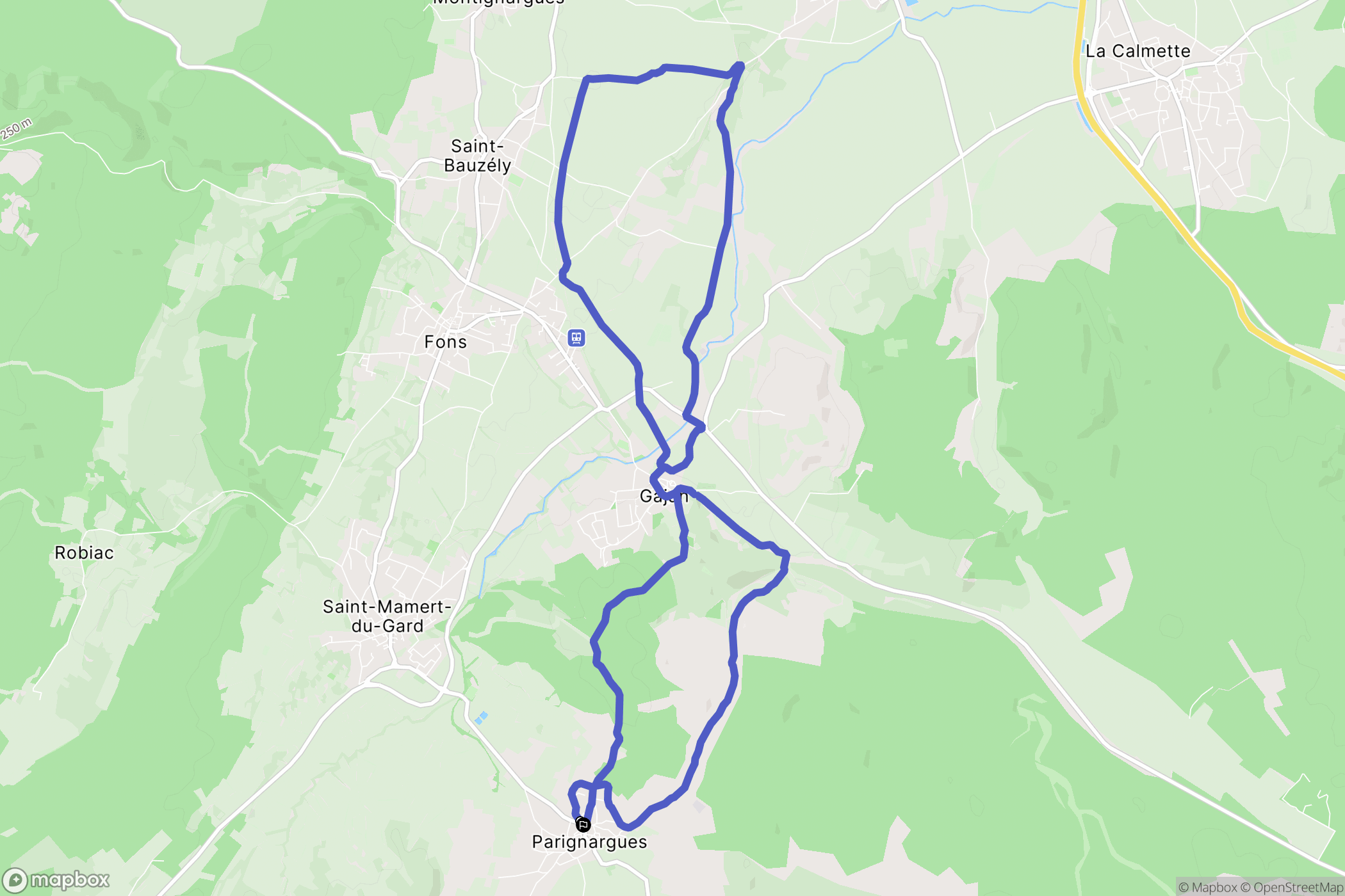 Parignargues : carte du parcours de randonnée - France