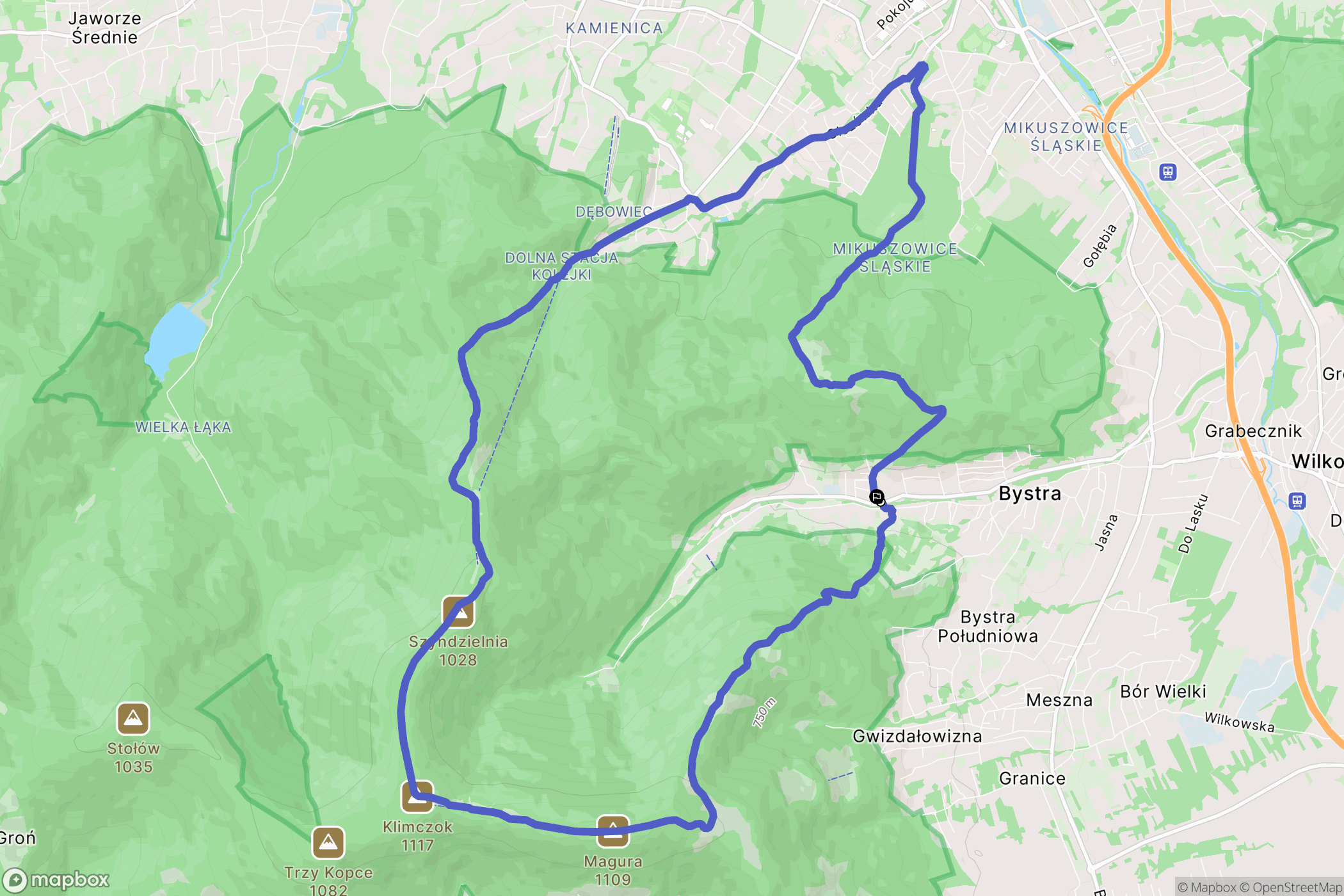Bystra: mapa trasy - Poland
