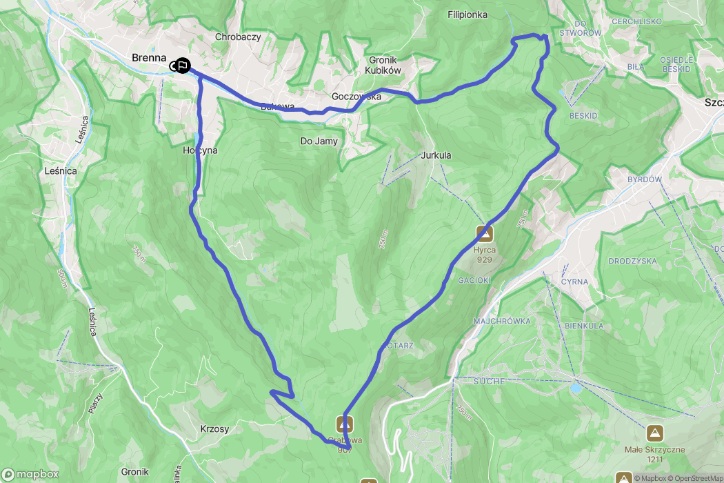 Brenna: mapa trasy - Poland