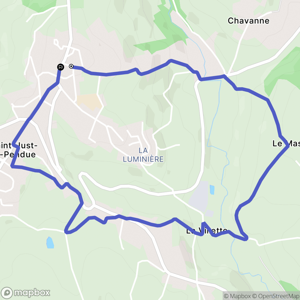 Saint-Just-la-Pendue : carte du parcours de randonnée - France